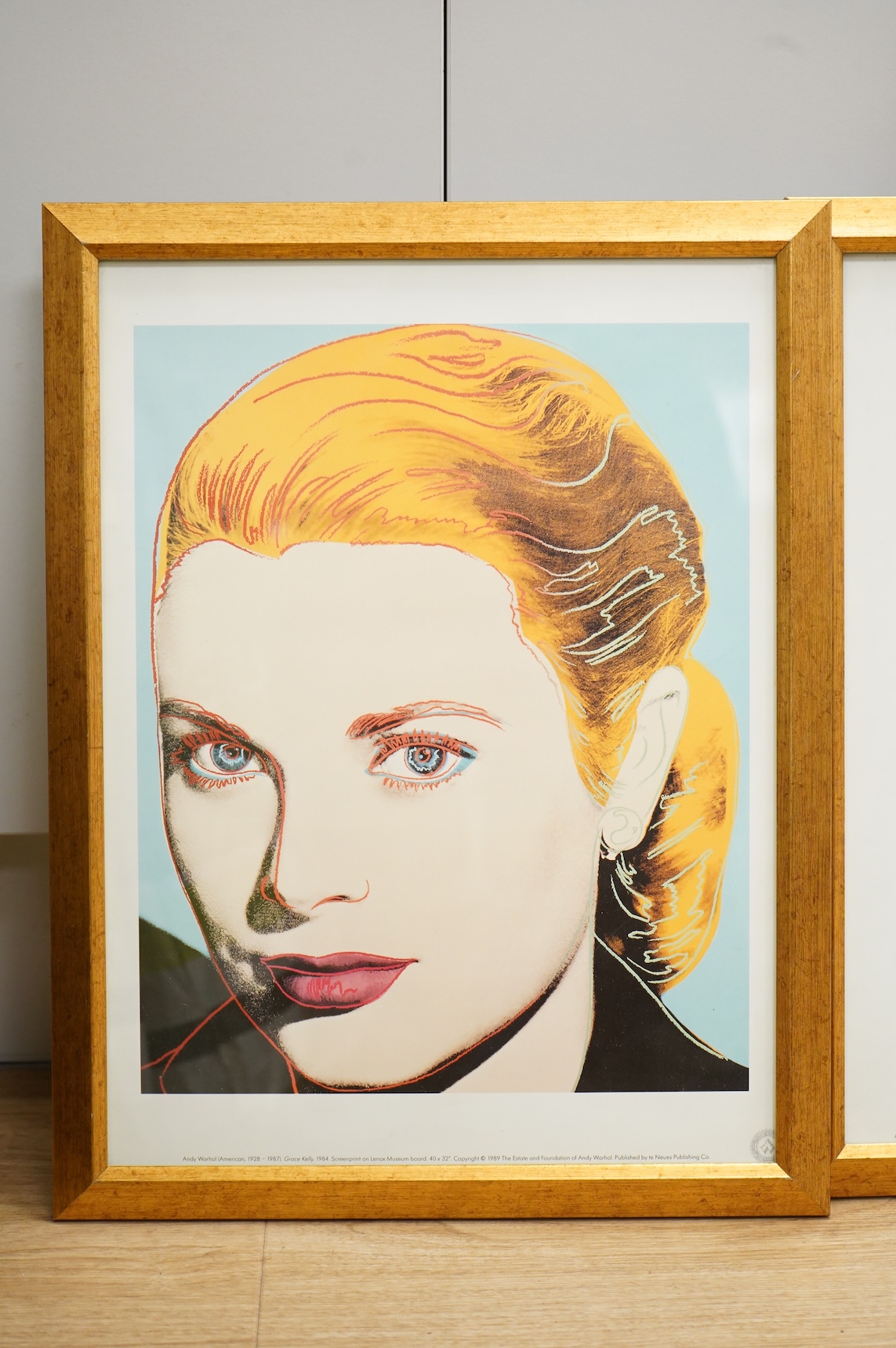 A pair of Andy Warhol late 20th century off set lithographs of Mick Jagger and Grace Kelly, 39 x 29cm